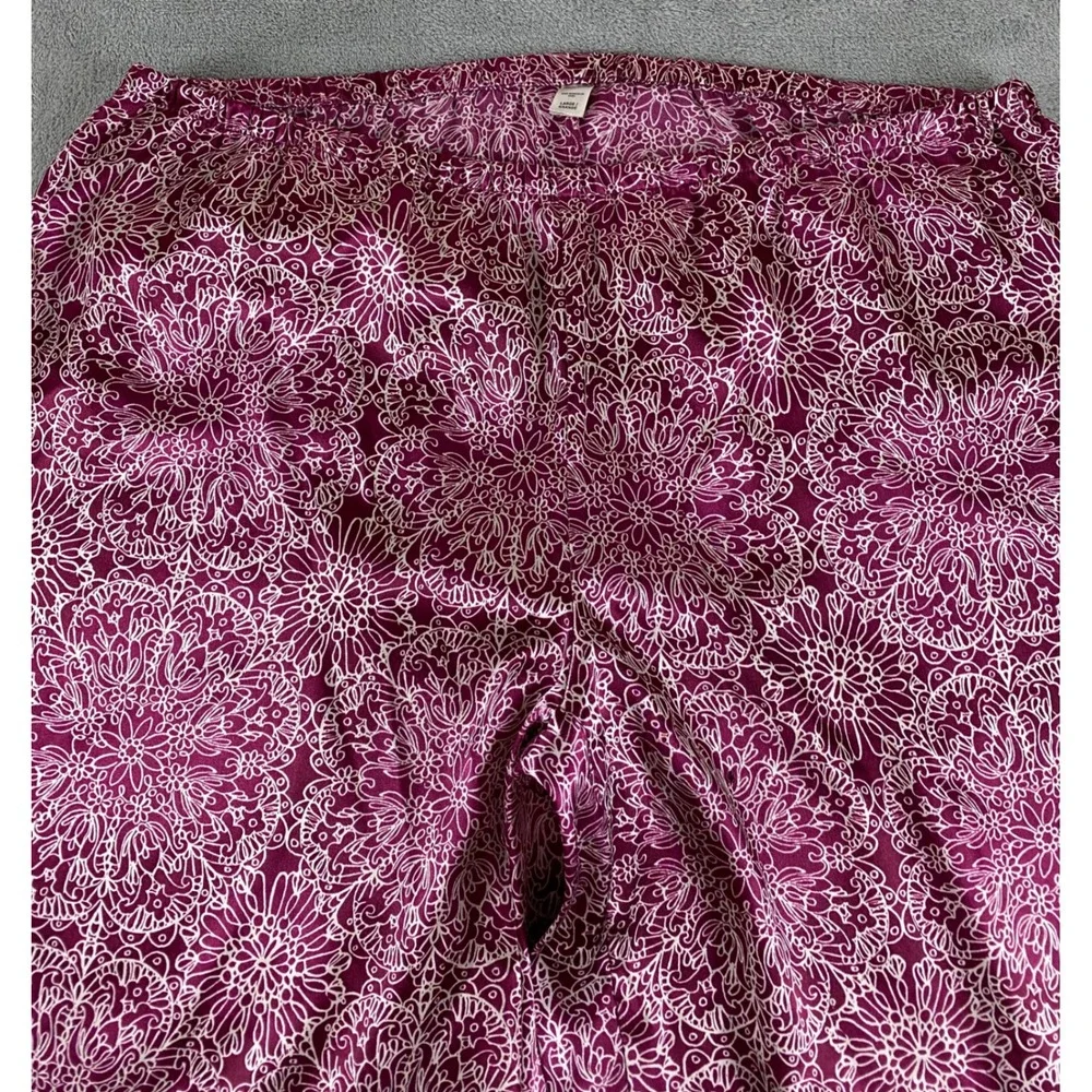 Jaclyn Smith Womens Pajama Top Long Sleeve Button Down Purple Floral Print Large